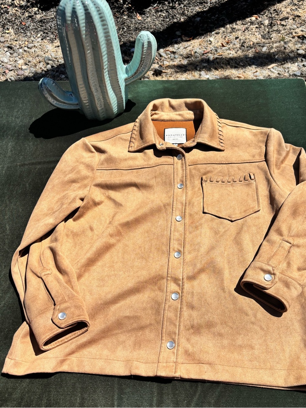 bagatelle Tan Suede-Look Snap Jacket